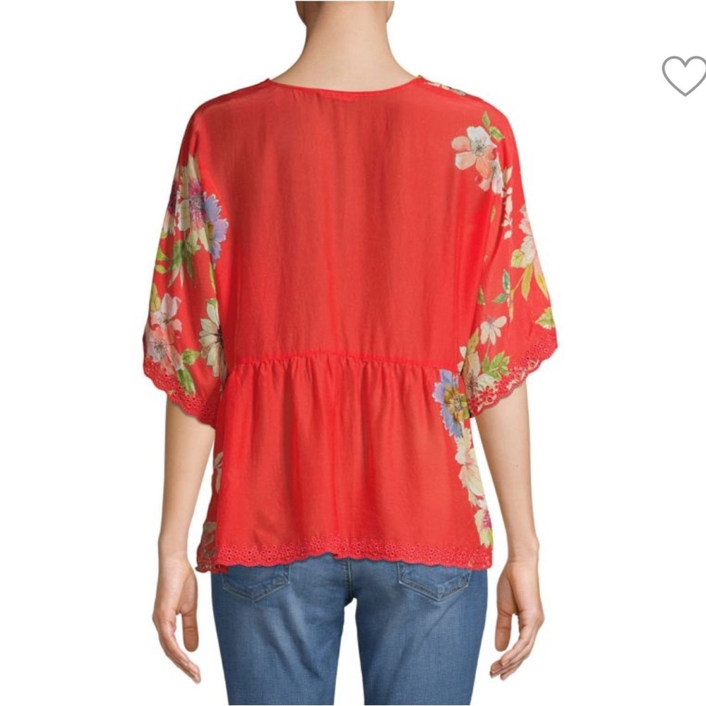 Johnny Was Ramona silk Coral Blouse - Picture 2 of 9